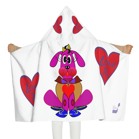Love Pup 4 Hot Pink BeSculpt Kids Hooded Towel