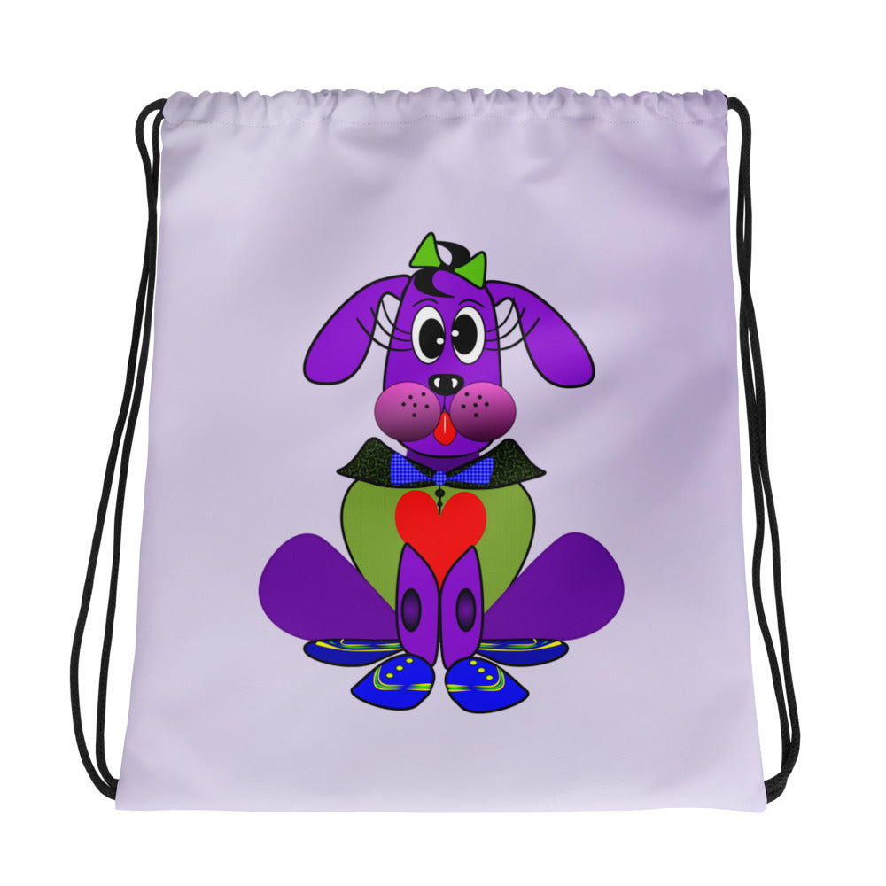 Love Pup 1 Purple BeSculpt Kids Drawstring Bag