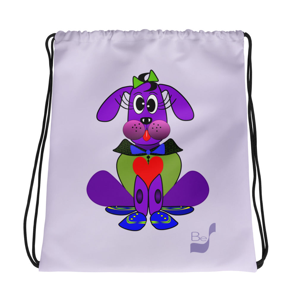 Love Pup 1 Purple BeSculpt Kids Drawstring Bag
