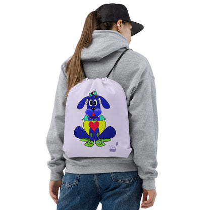 Love Pup 2 Blue BeSculpt Kids Drawstring Bag