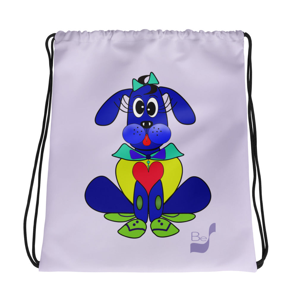 Love Pup 2 Blue BeSculpt Kids Drawstring Bag