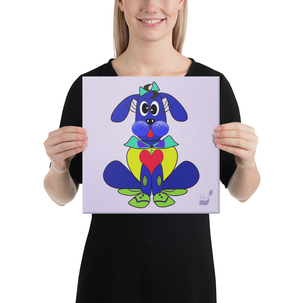 Love Pup 2 Blue BeSculpt Kids Art on Canvas