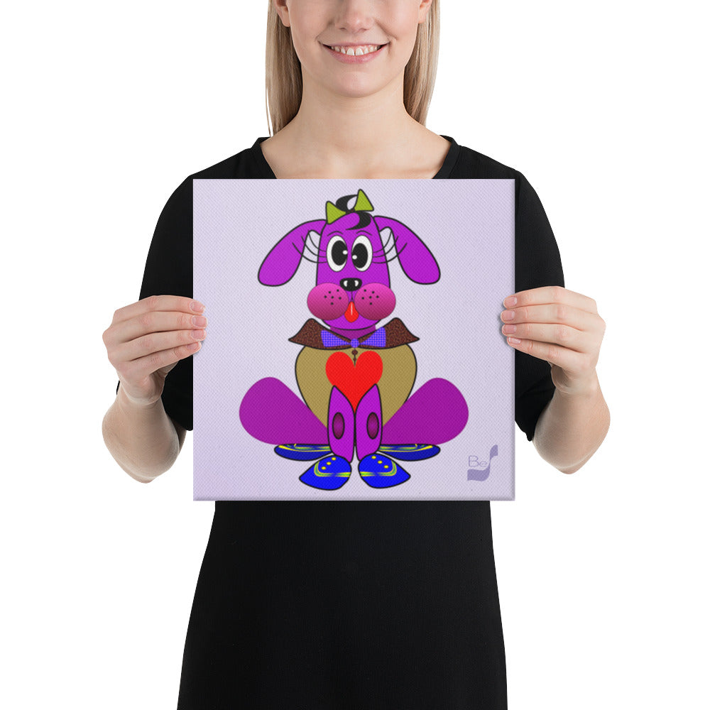 Love Pup 3 Violet BeSculpt Kids Art on Canvas