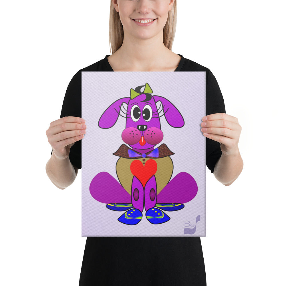 Love Pup 3 Violet BeSculpt Kids Art on Canvas