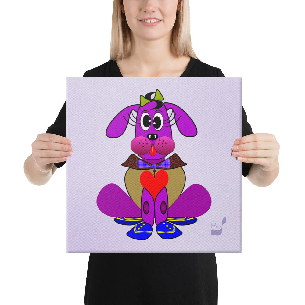 Love Pup 3 Violet BeSculpt Kids Art on Canvas