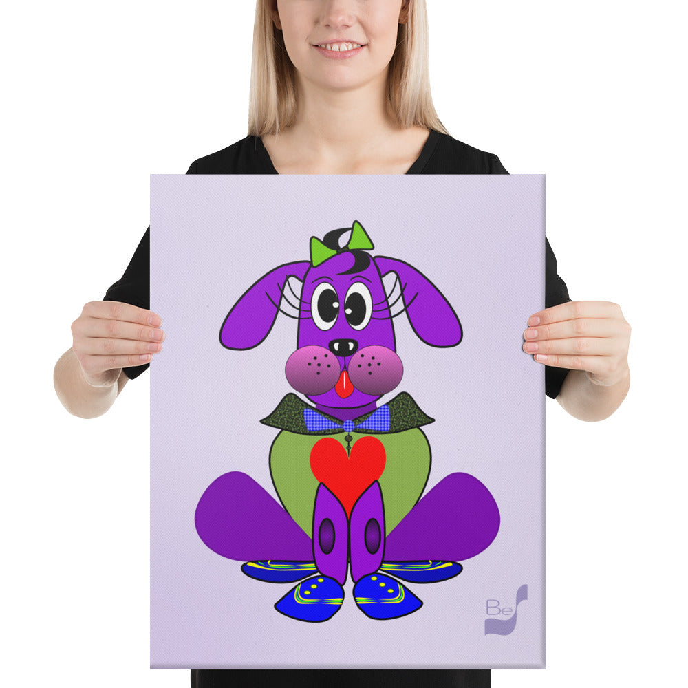 Love Pup 1 Purple BeSculpt Kids Art on Canvas