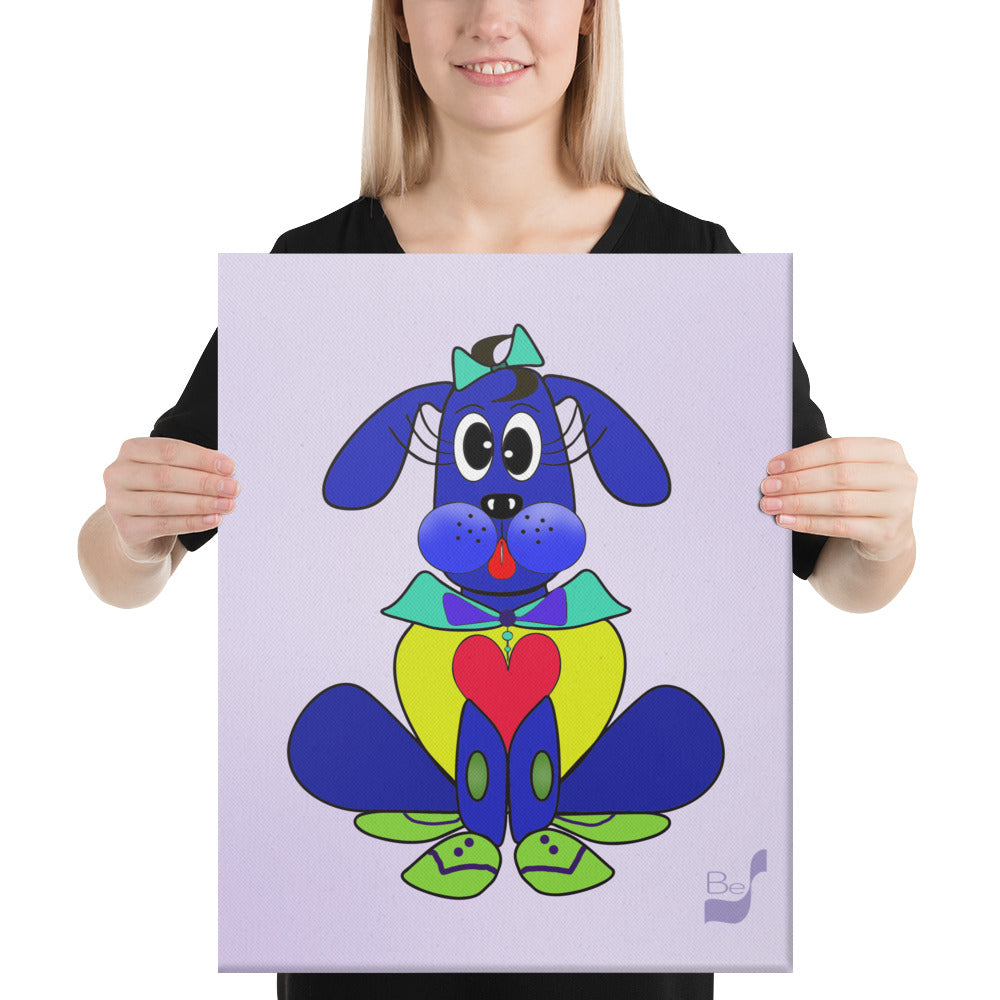 Love Pup 2 Blue BeSculpt Kids Art on Canvas