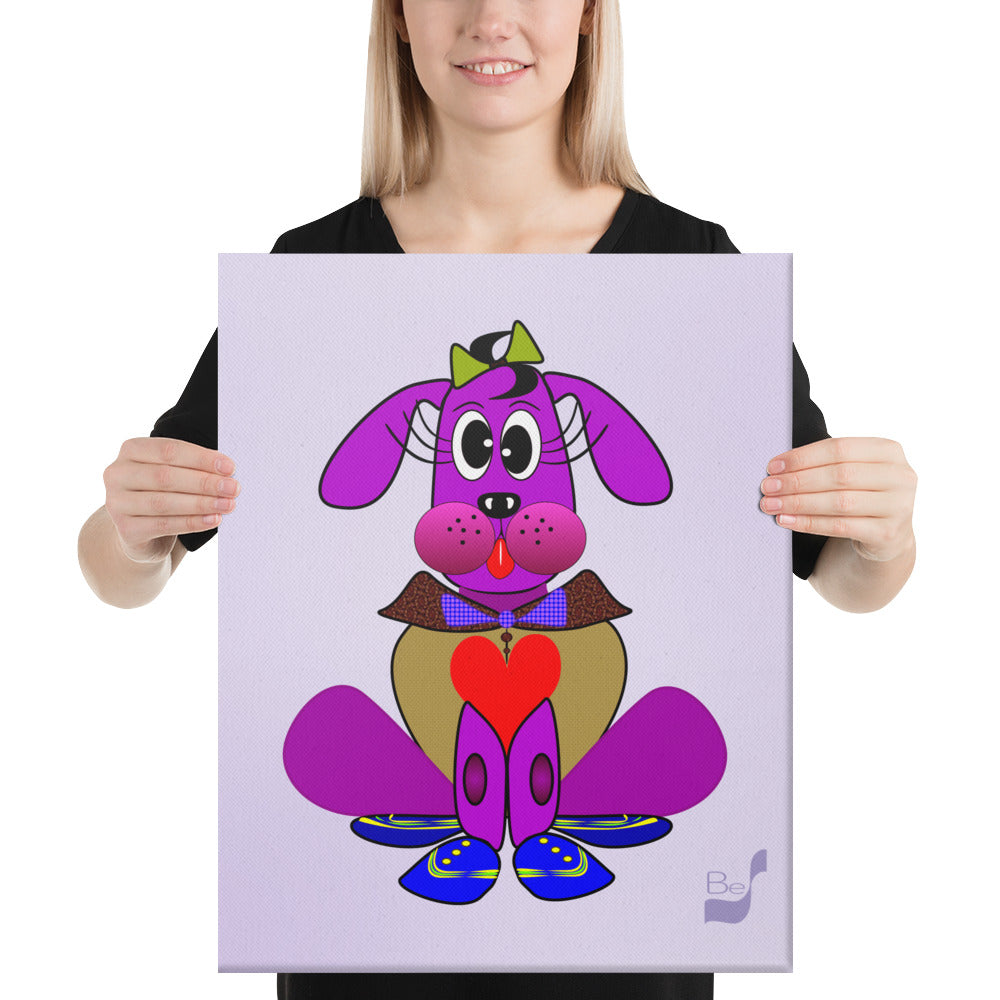 Love Pup 3 Violet BeSculpt Kids Art on Canvas