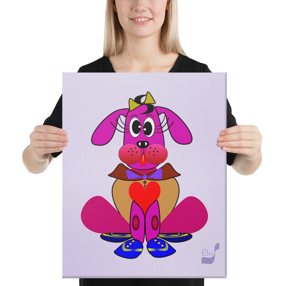 Love Pup 4 Hot Pink BeSculpt Kids Art on Canvas
