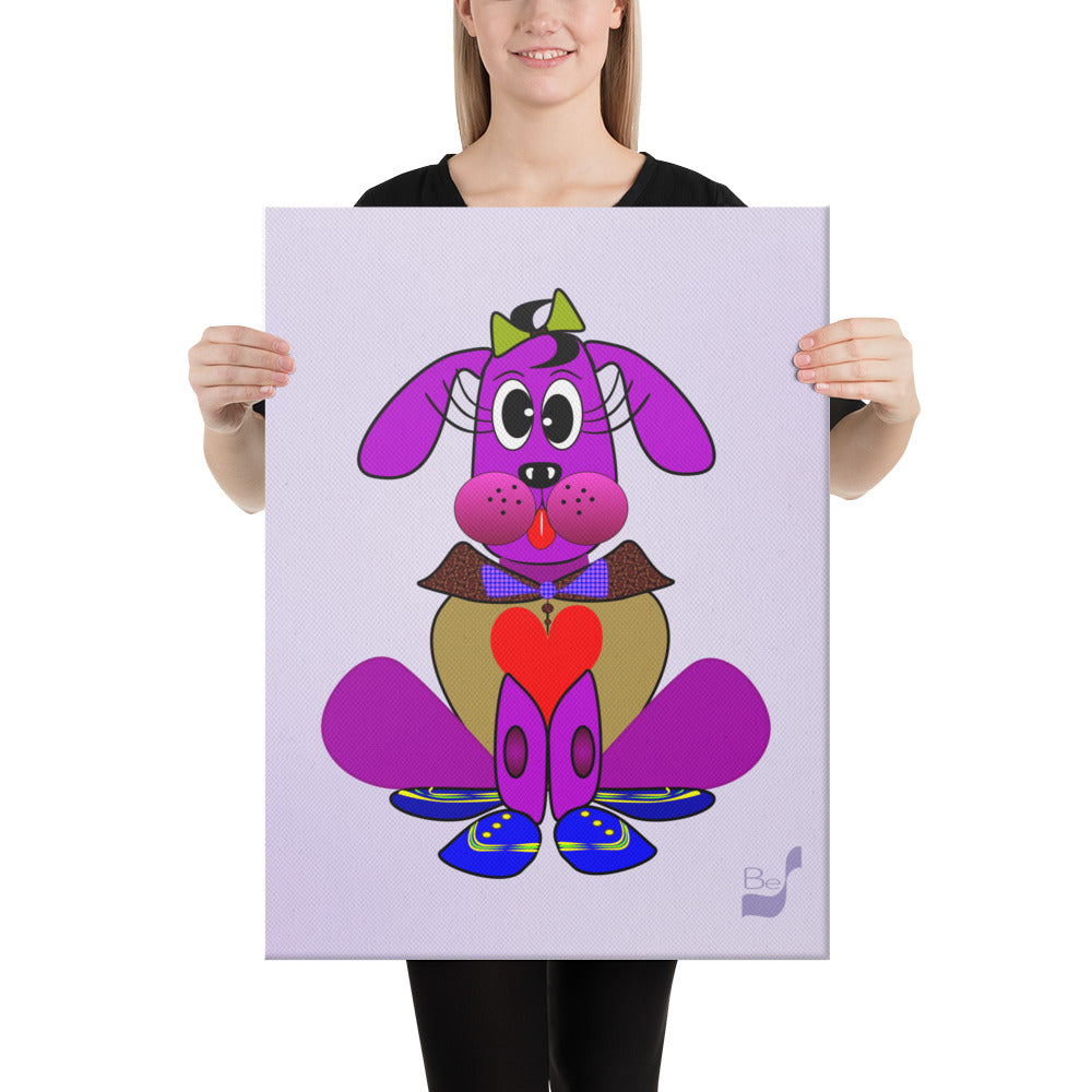 Love Pup 3 Violet BeSculpt Kids Art on Canvas