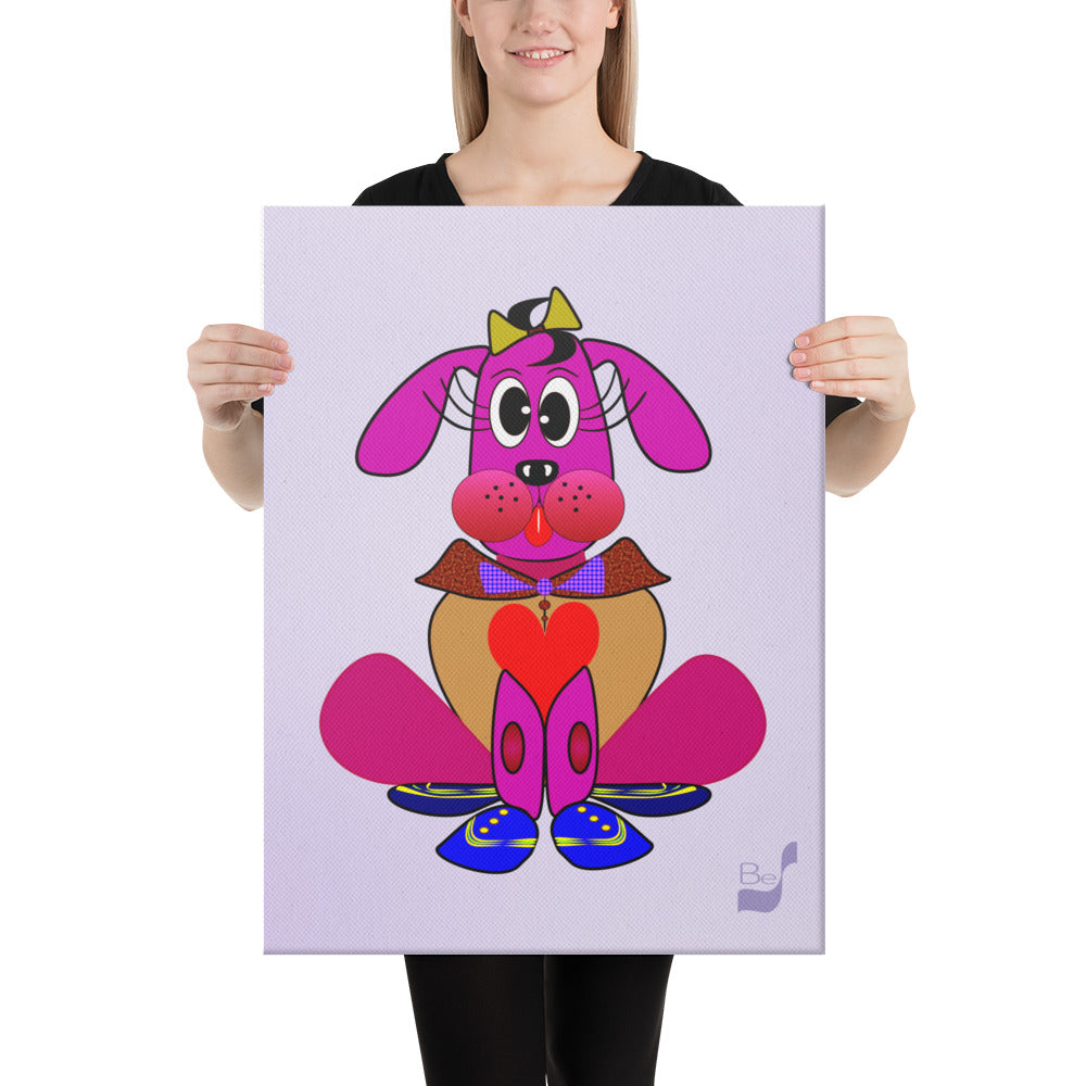 Love Pup 4 Hot Pink BeSculpt Kids Art on Canvas