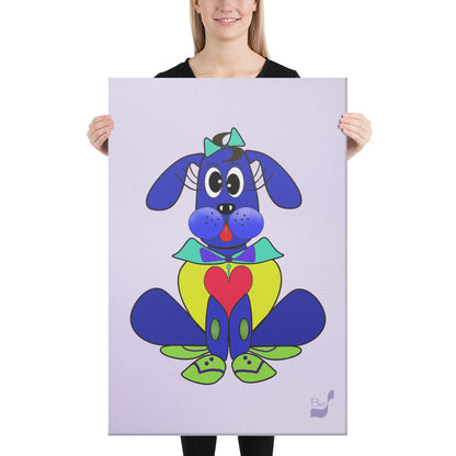 Love Pup 2 Blue BeSculpt Kids Art on Canvas