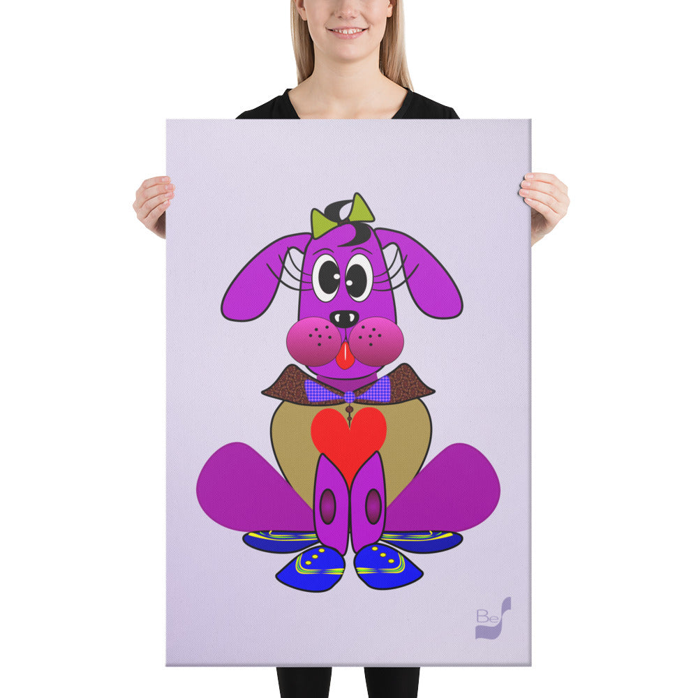 Love Pup 3 Violet BeSculpt Kids Art on Canvas