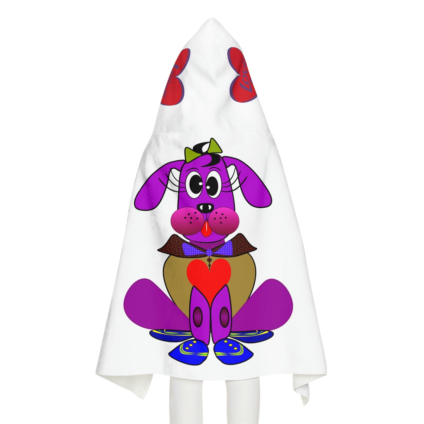 Love Pup 3 Violet BeSculpt Kids Hooded Towel