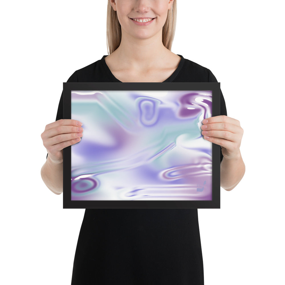 Blue Haze BeSculpt Abstract Art Black Framed Horizontal Blue, Purple  Soft Pastel Colors