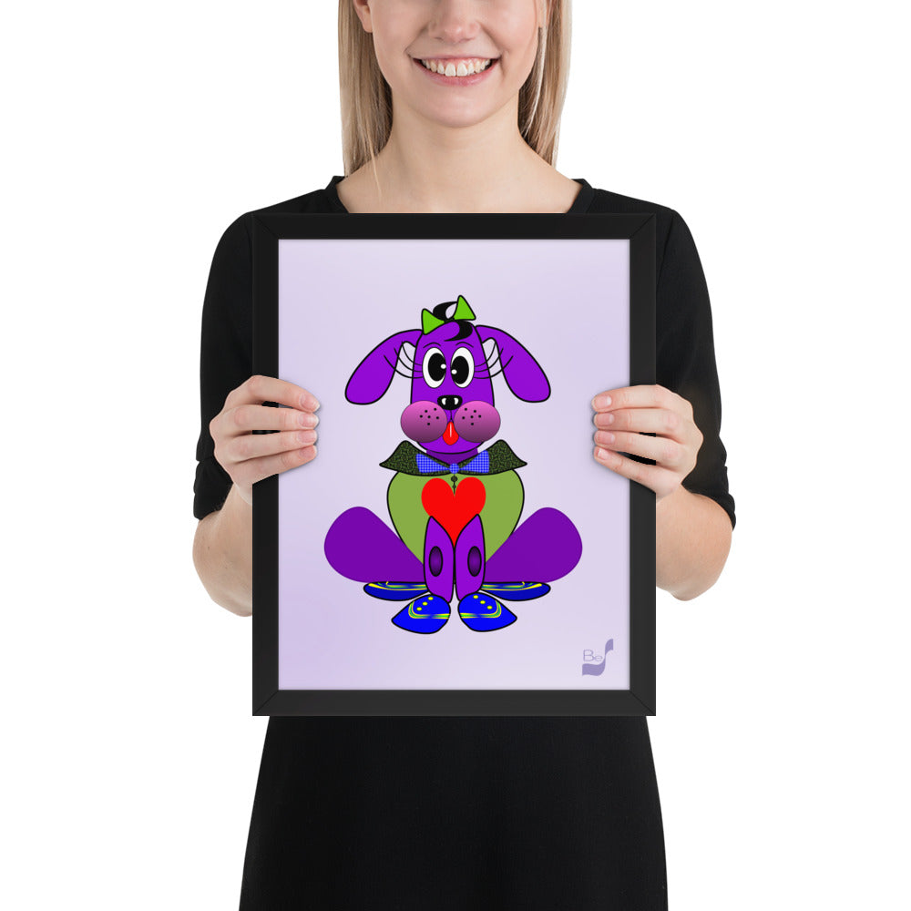 Love Pup 1 Purple BeSculpt Kids Art Framed