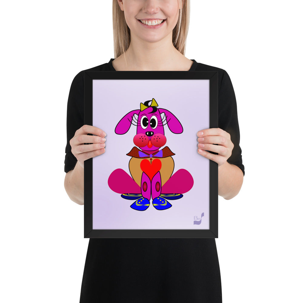 Love Pup 4 Hot Pink BeSculpt Kids Art Framed