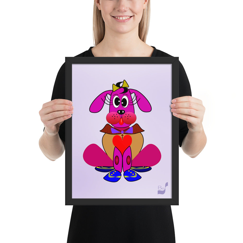 Love Pup 4 Hot Pink BeSculpt Kids Art Framed