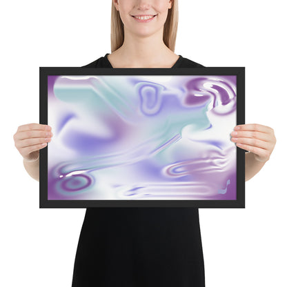 Blue Haze BeSculpt Abstract Art Black Framed Horizontal Blue, Purple  Soft Pastel Colors