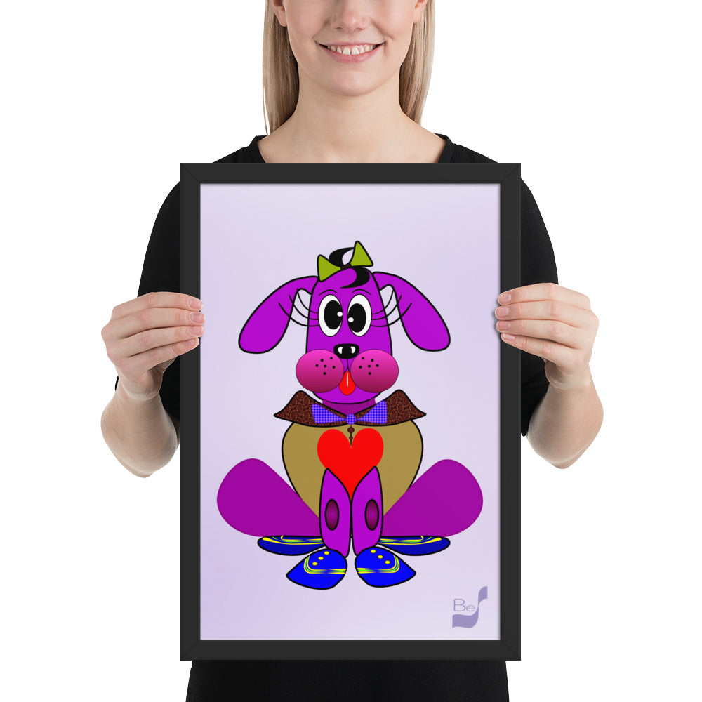 Love Pup 3 Violet BeSculpt Kids Art Framed