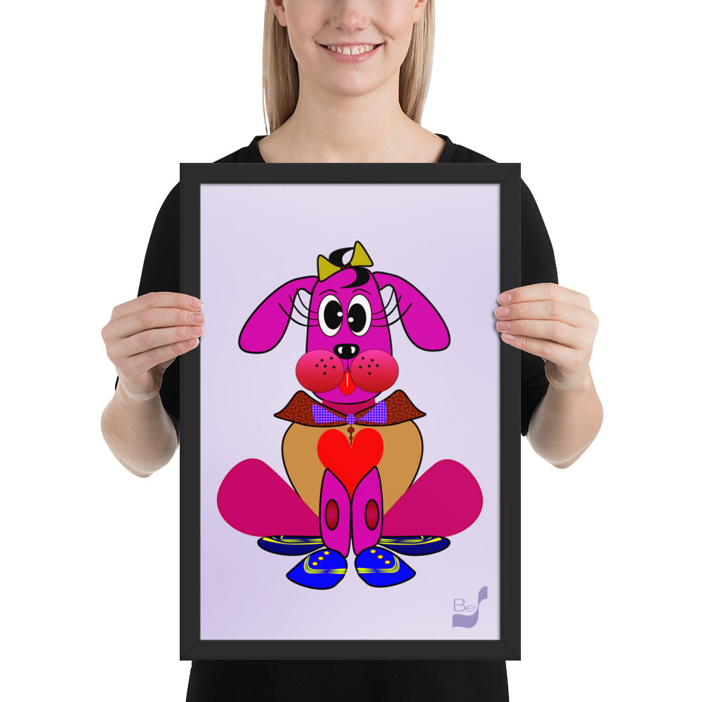 Love Pup 4 Hot Pink BeSculpt Kids Art Framed