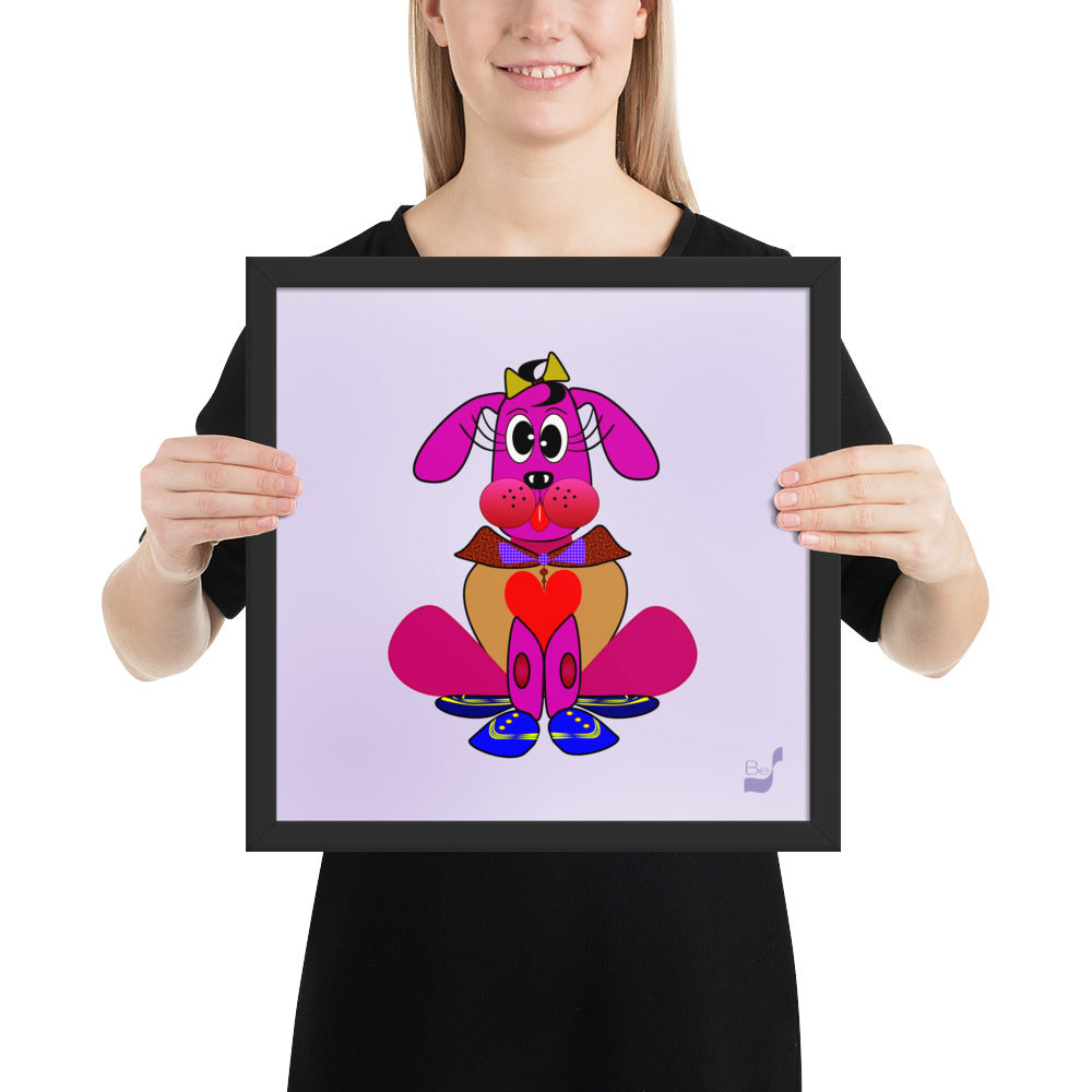 Love Pup 4 Hot Pink BeSculpt Kids Art Framed