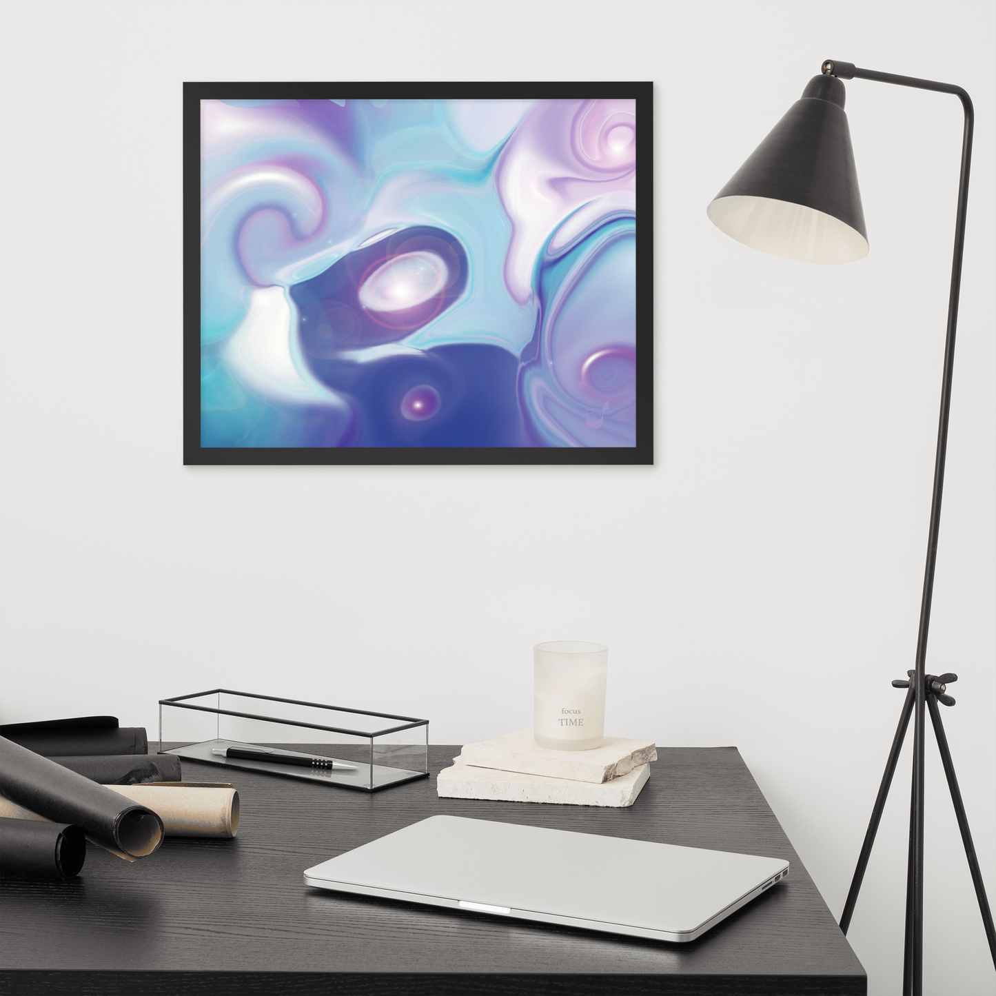 Space Elephant BeSculpt Kids Abstract Wall Art Framed Reversed Image
