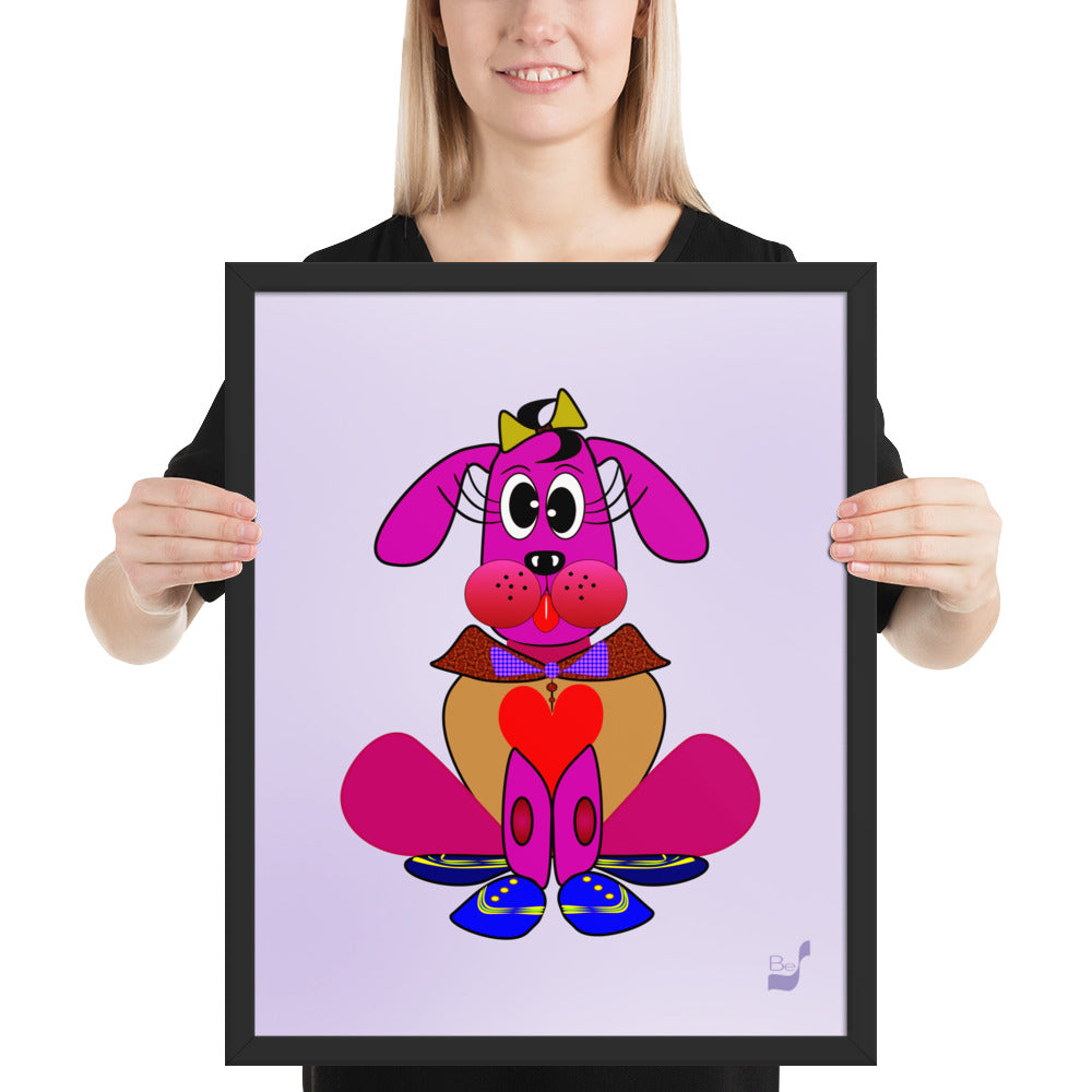 Love Pup 4 Hot Pink BeSculpt Kids Art Framed