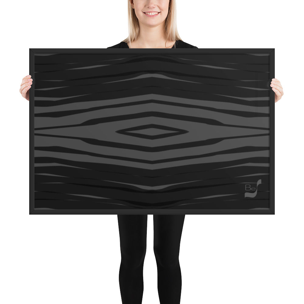 Black H Stripes BeSculpt Abstract Art Framed 2