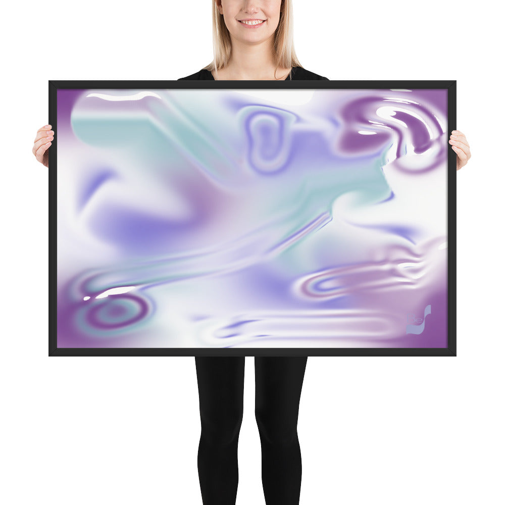 Blue Haze BeSculpt Abstract Wall Art Framed Horizontal