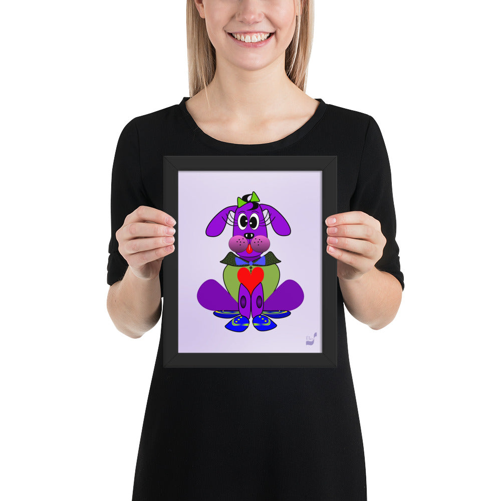 Love Pup 1 Purple BeSculpt Kids Art Framed