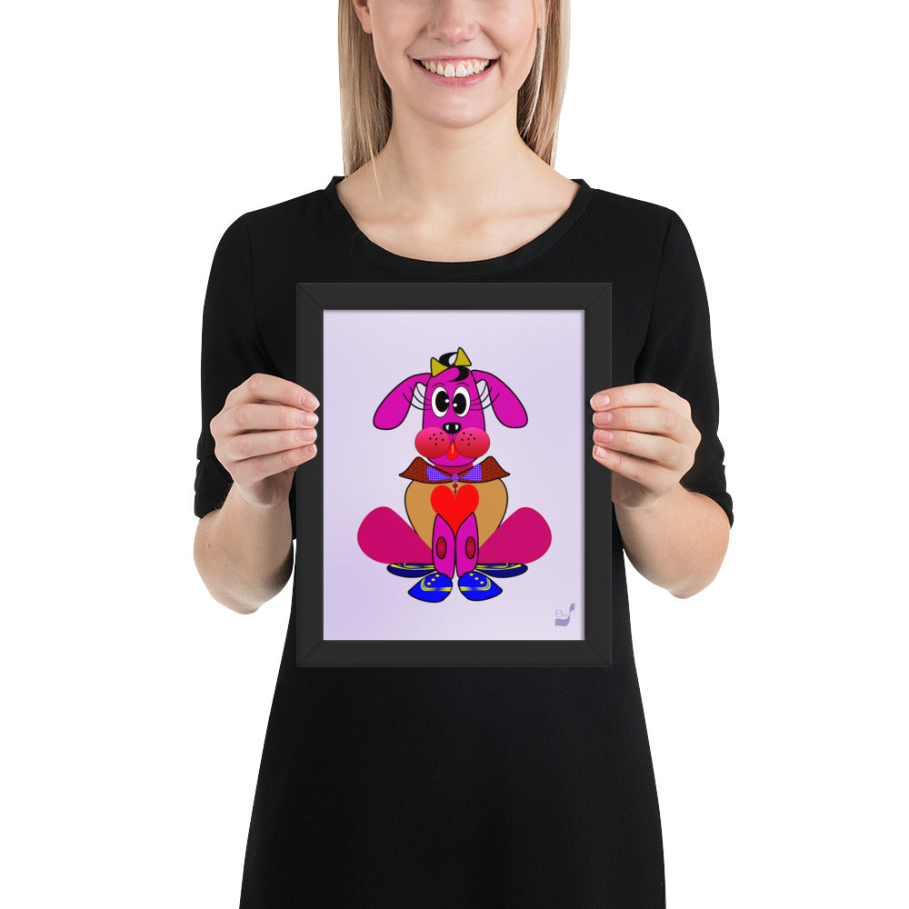 Love Pup 4 Hot Pink BeSculpt Kids Art Framed