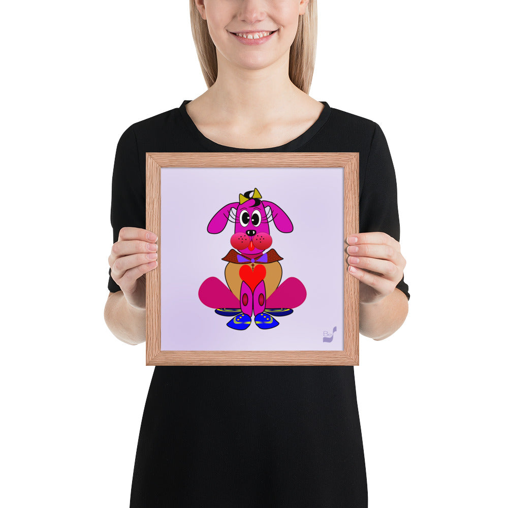 Love Pup 4 Hot Pink BeSculpt Kids Art Framed