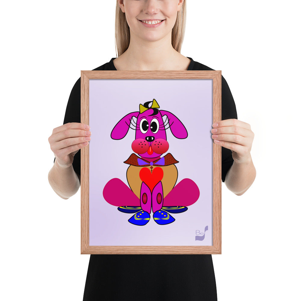 Love Pup 4 Hot Pink BeSculpt Kids Art Framed