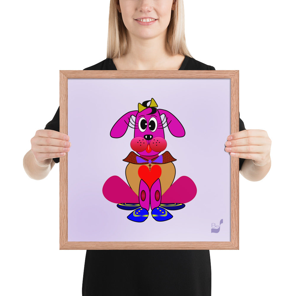 Love Pup 4 Hot Pink BeSculpt Kids Art Framed