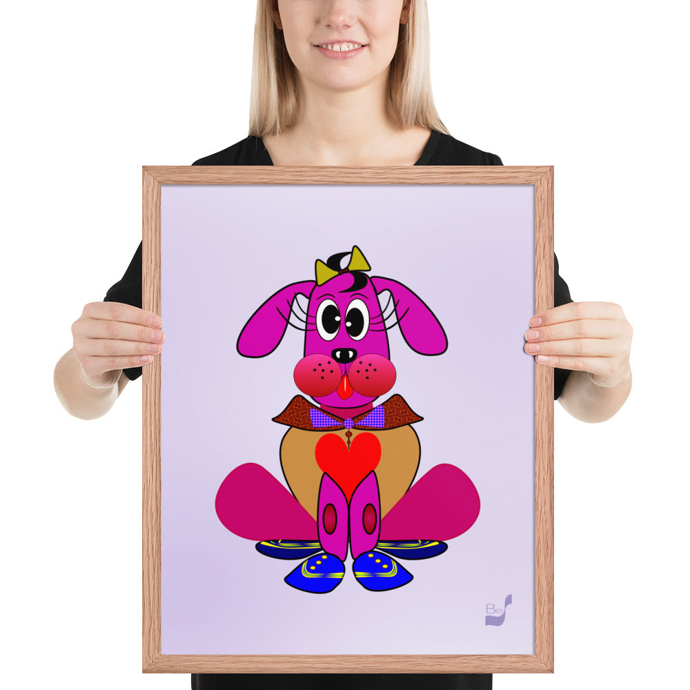 Love Pup 4 Hot Pink BeSculpt Kids Art Framed