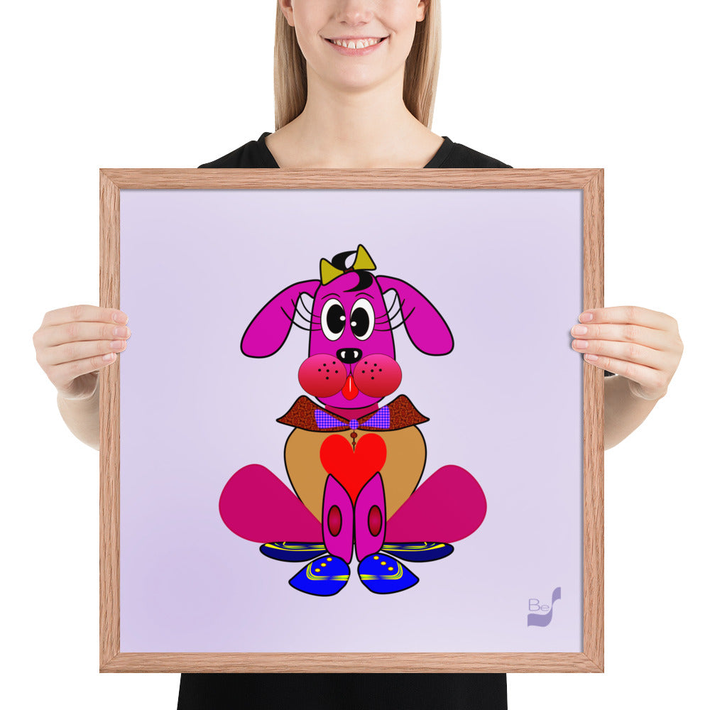 Love Pup 4 Hot Pink BeSculpt Kids Art Framed