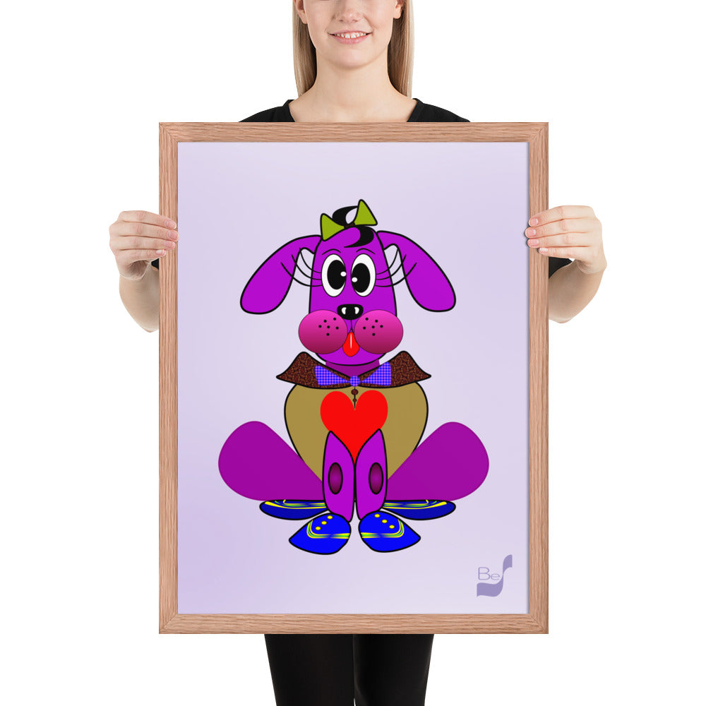 Love Pup 3 Violet BeSculpt Kids Art Framed