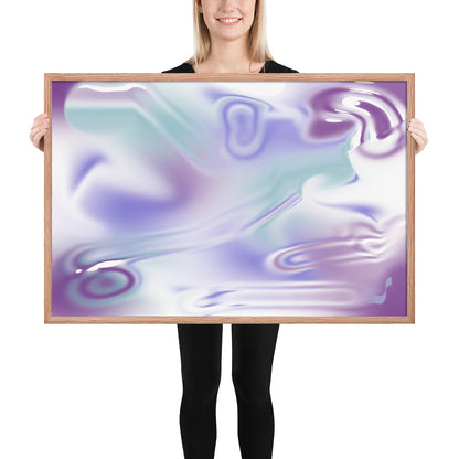 Blue Haze BeSculpt Abstract Art Red Oak Frame