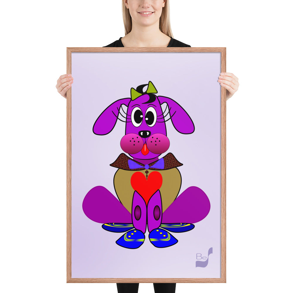 Love Pup 3 Violet BeSculpt Kids Art Framed