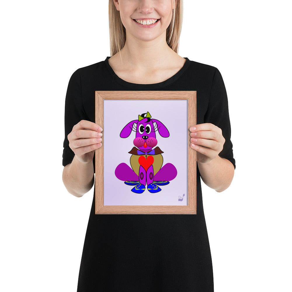 Love Pup 3 Violet BeSculpt Kids Art Framed