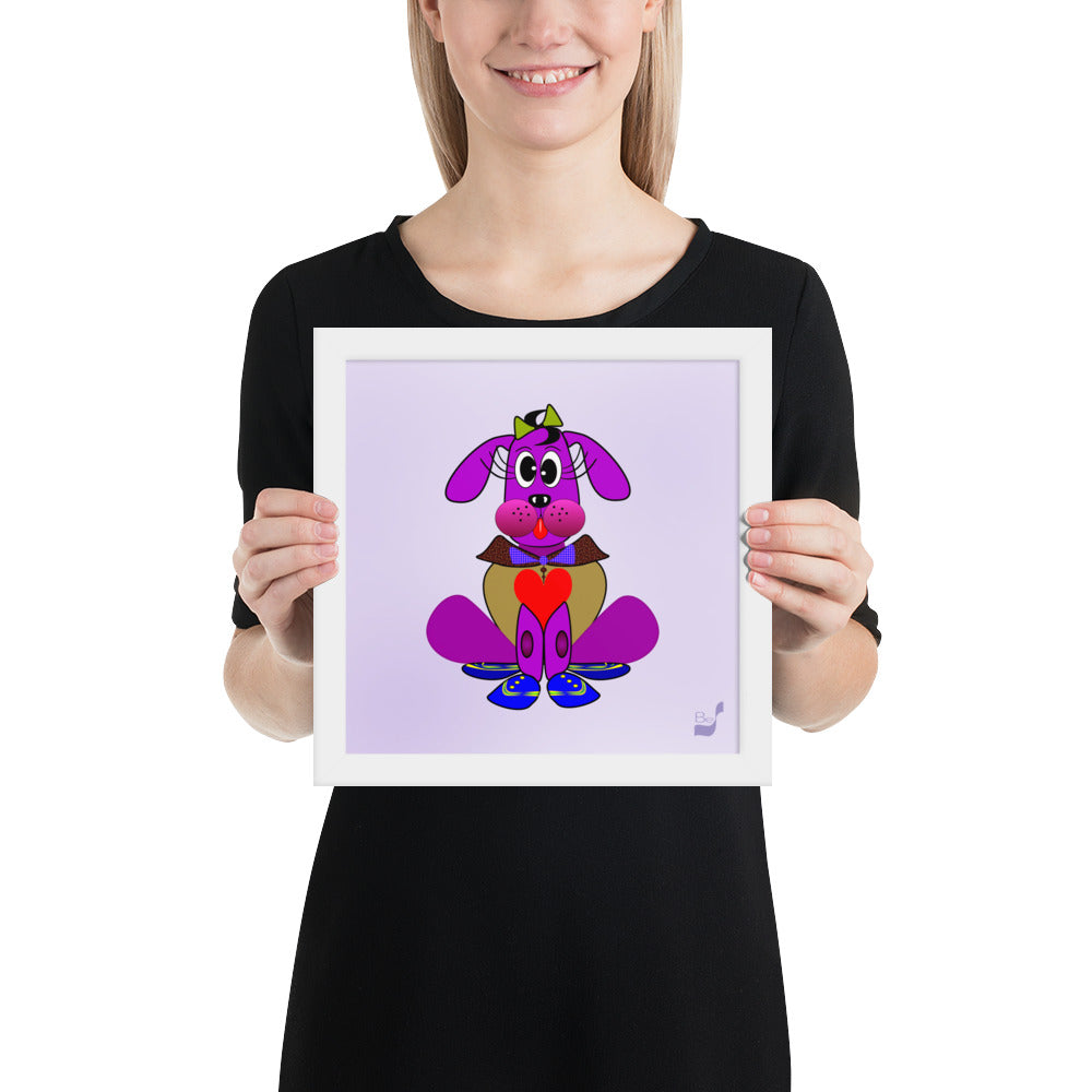 Love Pup 3 Violet BeSculpt Kids Art Framed