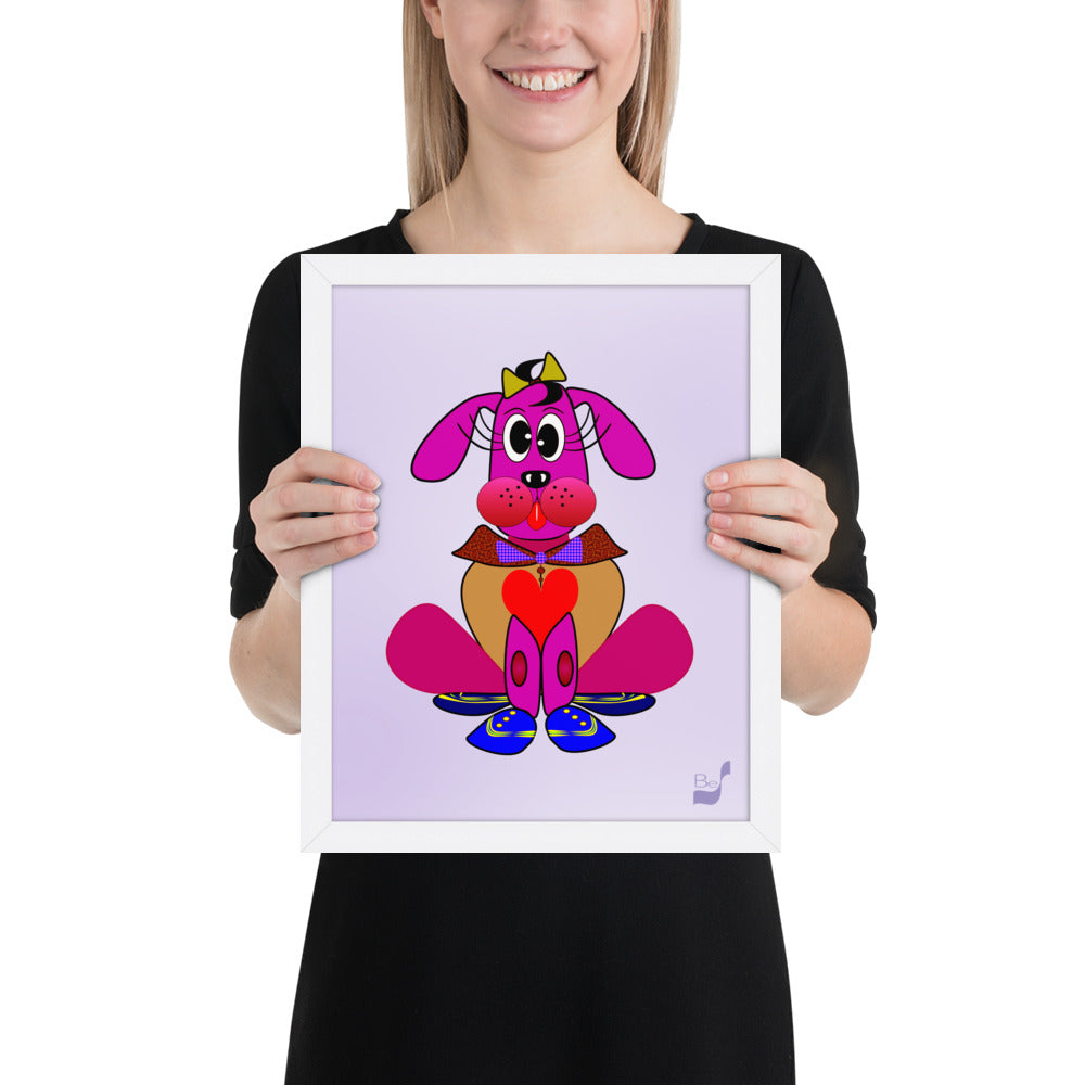 Love Pup 4 Hot Pink BeSculpt Kids Art Framed