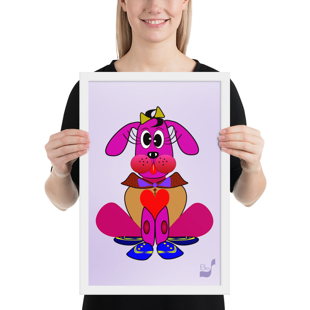 Love Pup 4 Hot Pink BeSculpt Kids Art Framed