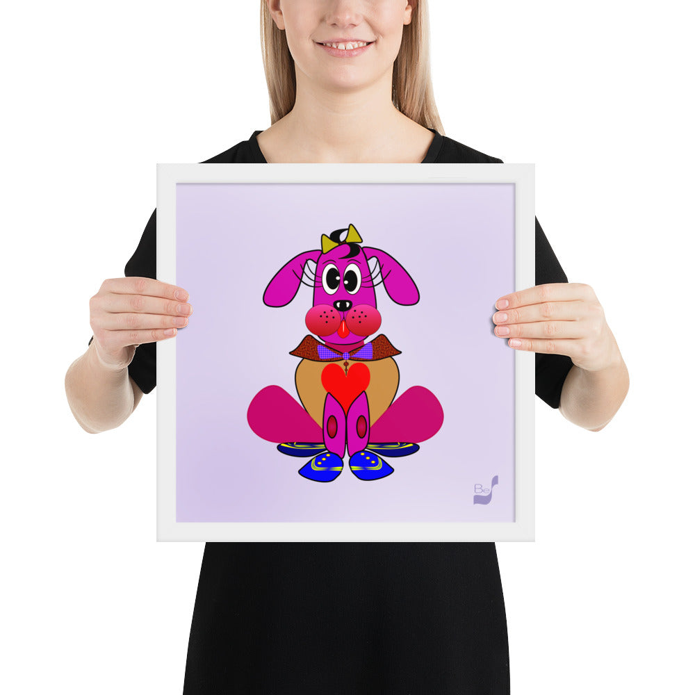 Love Pup 4 Hot Pink BeSculpt Kids Art Framed