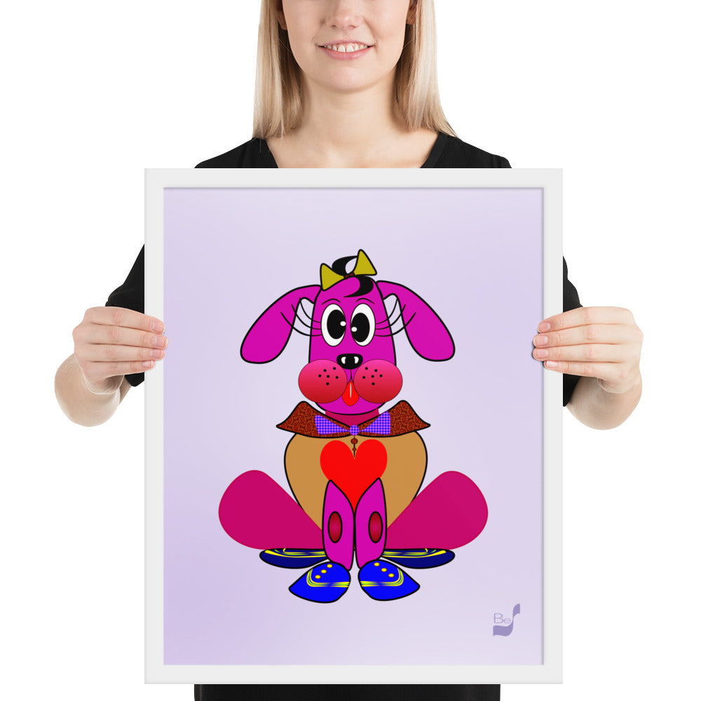 Love Pup 4 Hot Pink BeSculpt Kids Art Framed