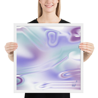 Blue Haze BeSculpt Abstract Art White Frame Horizontal 