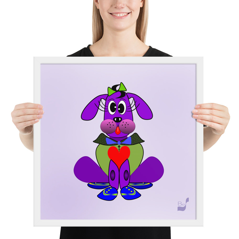 Love Pup 1 Purple BeSculpt Kids Art Framed