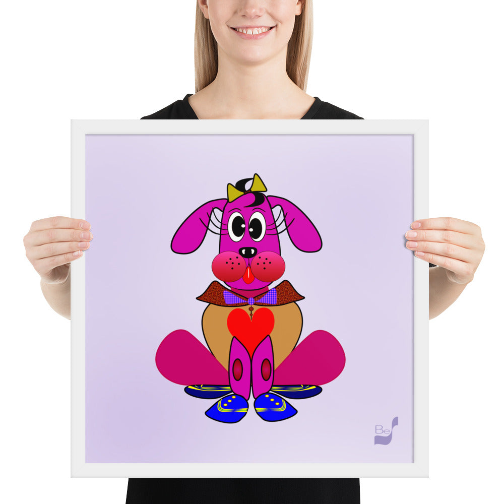 Love Pup 4 Hot Pink BeSculpt Kids Art Framed