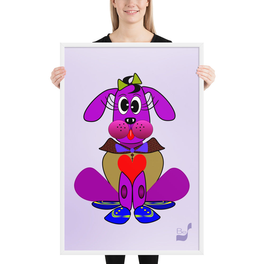 Love Pup 3 Violet BeSculpt Kids Art Framed